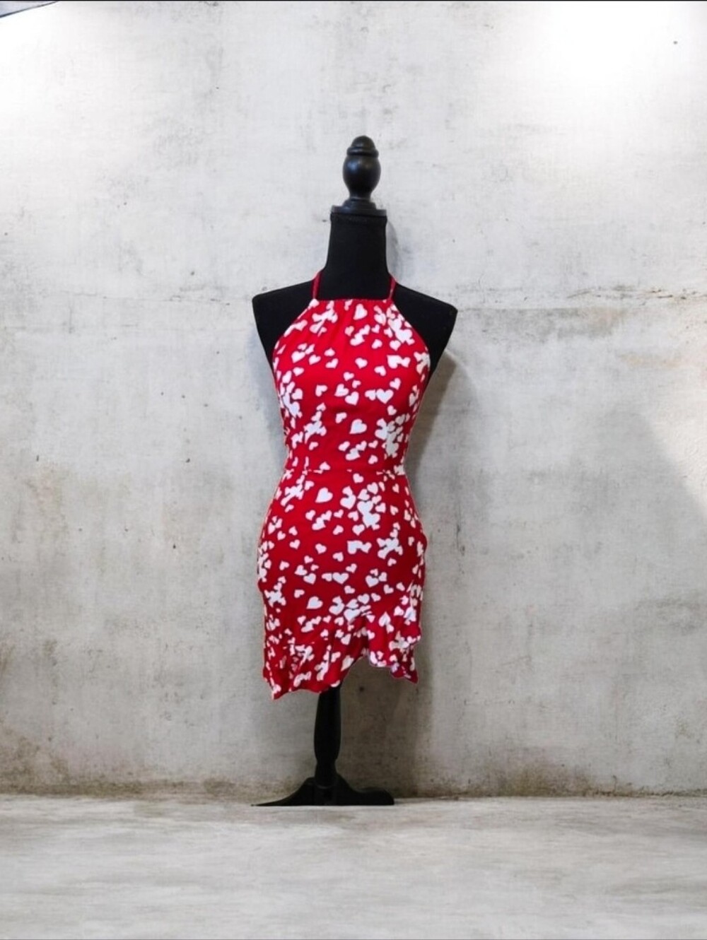 Flynn Skye Red and White Hearts Halter Mini Dress XS